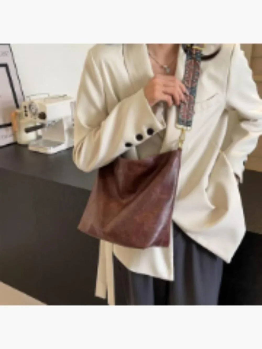 Boho Hobo Crossbody Bag Vegan Leather Shoulder Purse Adjustable Strap